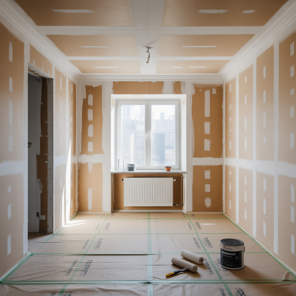 spackla och mala gipsskivor skarvar horn och primer